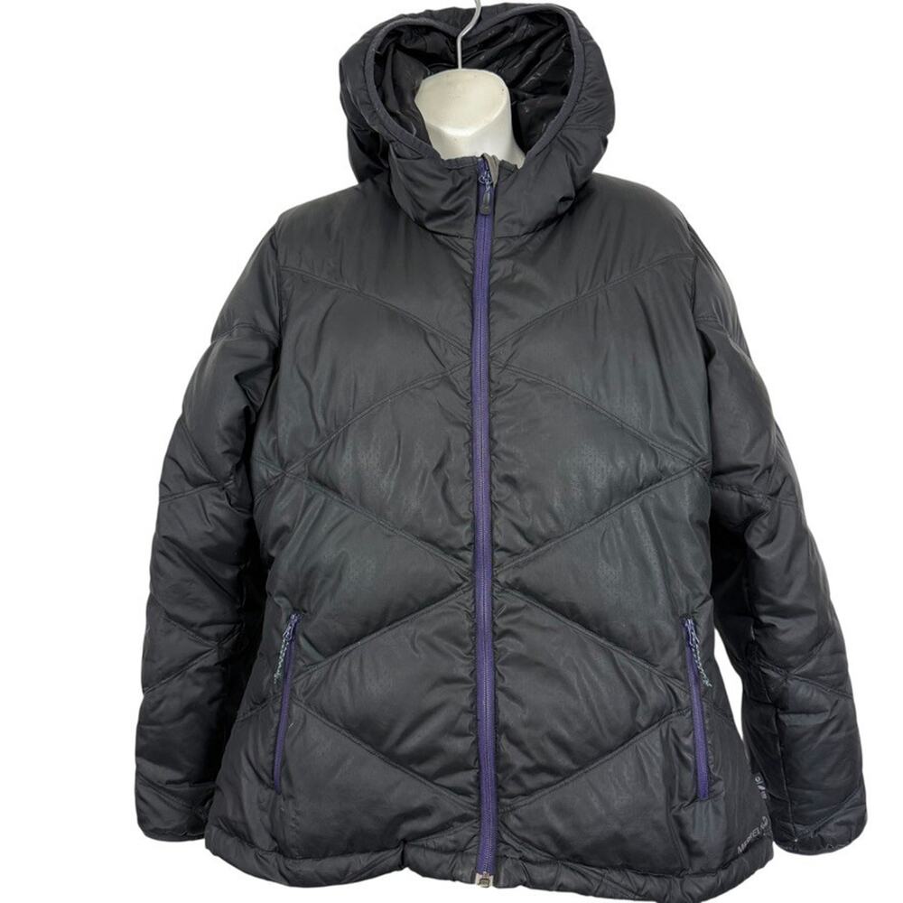 Merrell Puffer Down Quilted Full Zip Hooded Winter Coat Jacket Womens sz L
